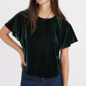 Madewell Velvet Butterfly Top Green Size Small